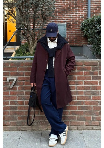 Erkek Regular Fit Düğmeli Cepli Kışlık Astarlı Klasik Uzun Kaşe Kaban fiyatları