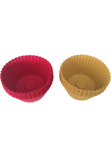 Bybirgül Pink Rose Sarı+Kırmızı 12 Li Silikon Mini Kek Browni Kalıbı ,muffin Kalıbı 12 Adet ,airfryer Uyumludur fırsatları