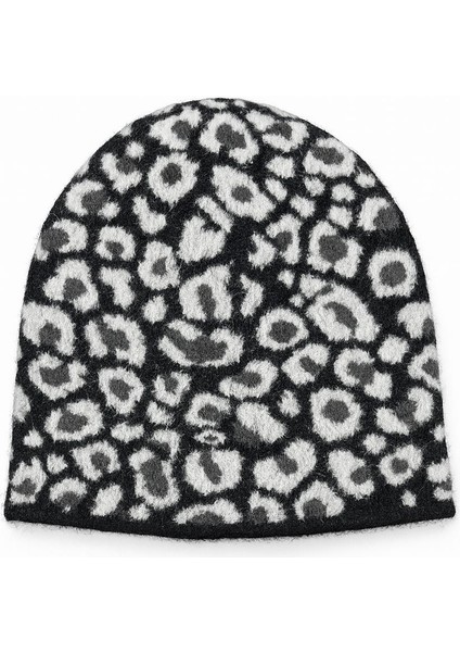 Kadın Yumuşacık Leopar Desenli Akrilik Kumaş Saçaklı Tüylü Bere – Sıcak Tutucu Kışlık Şapka
