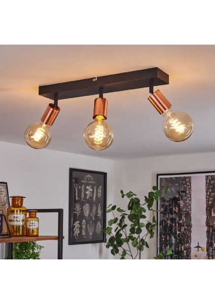 Riolıght Modern2 Siyah2 3XE27 Duylu Mafsallı Hareketli Başlık(Glop Ampul Hariç) Metal Spot Avize