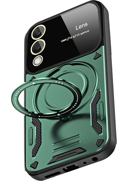 Samsung Galaxy S25 Edge Kılıf Joy Lens Standlı Kapak - Koyu Yeşil fırsatları