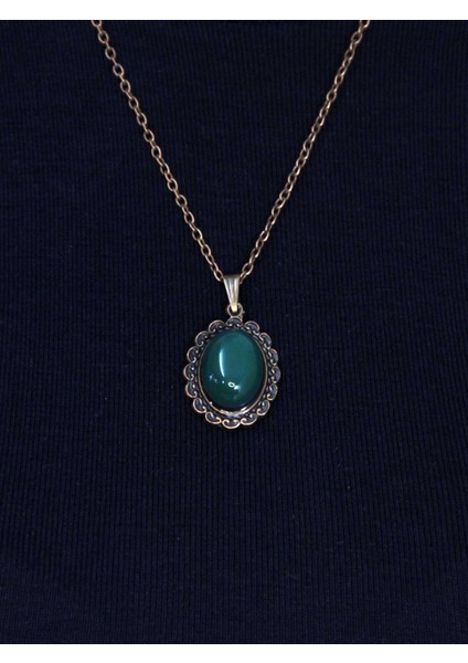 Doğal Taş Yeşil Akik Doğal Taşlı Kadın Doğal Taş Otantik Kolye EUK27BYA fiyatları