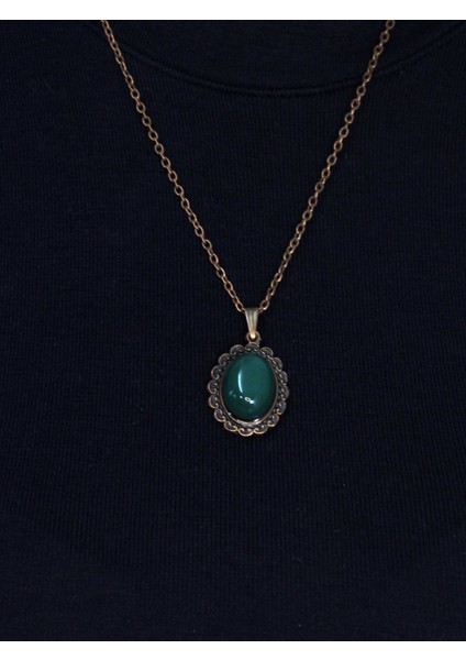 Doğal Taş Yeşil Akik Doğal Taşlı Kadın Doğal Taş Otantik Kolye EUK27BYA modelleri