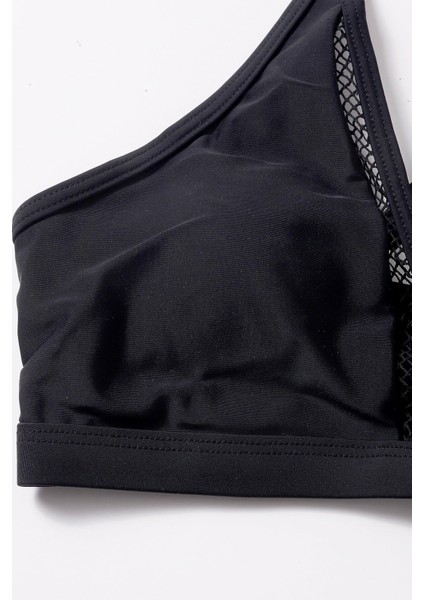 Kadın Siyah File Detaylı Özel Bikini Takımı - Siyah - L modelleri