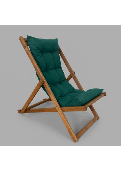 Ahşap Dinlenme Koltuğu, Katlanır Şezlong Yeşil Dolgu Minderli Tv Koltuğu ve Sandalyesi