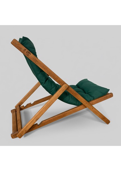 Ahşap Dinlenme Koltuğu, Katlanır Şezlong Yeşil Dolgu Minderli Tv Koltuğu ve Sandalyesi