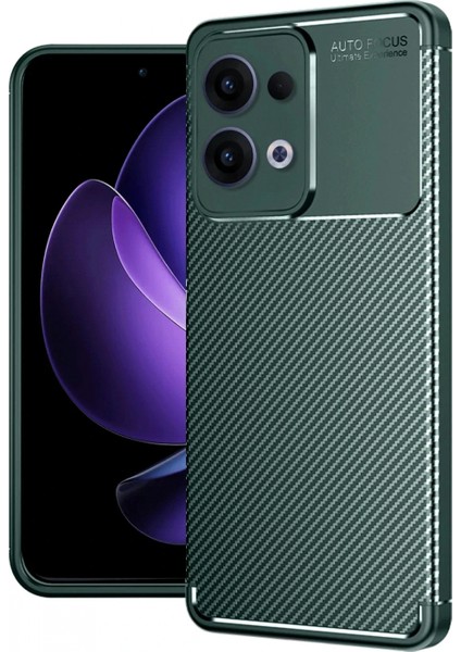 Ieg Oppo Reno 13 Pro Kılıf Auto Focus Karbon Kapak - Koyu Yeşil