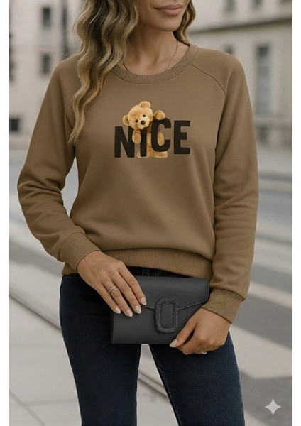 Kadın Uzun Kollu Bisiklet Yaka Viskon Iki Iplik Bluz