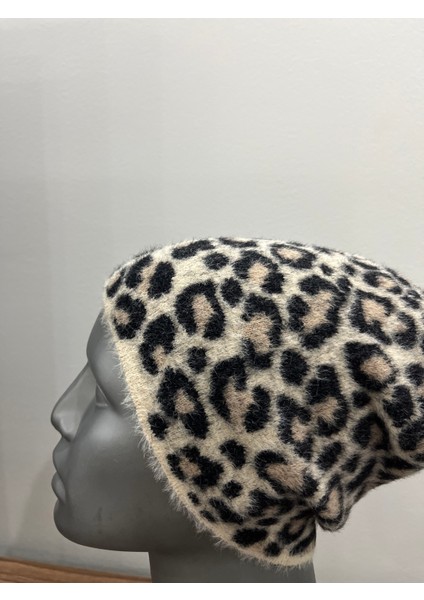 Kadın Yumuşacık Leopar Desenli Akrilik Kumaş Saçaklı Tüylü Bere – Sıcak Tutucu Kışlık Şapka fiyatları