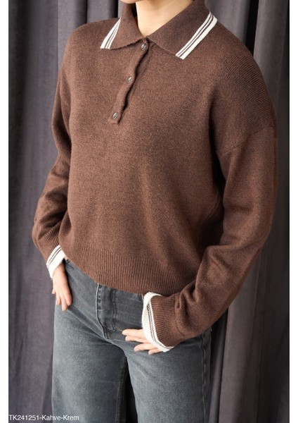 Kadın Erkek Yaka Yarım Düğmeli Triko Kazak fiyatları