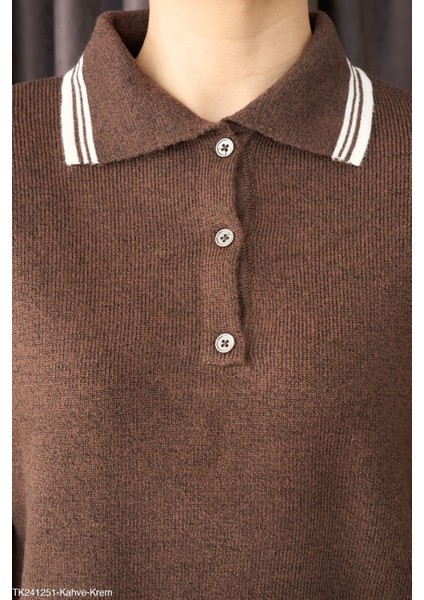 Kadın Erkek Yaka Yarım Düğmeli Triko Kazak modelleri