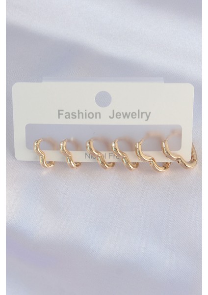 Pirinç Gold Renk Kalp Model Küpe Seti - TJ-BKP8992