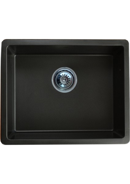 I I Granit Eviye Siyah Tek Göz Tezgah Altı Mutfak Evyesi 55X45CM (VX-A55)
