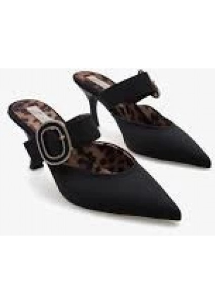 Yzlal Yote Siyah Saten Topuklu Terlik (Numara: 39)