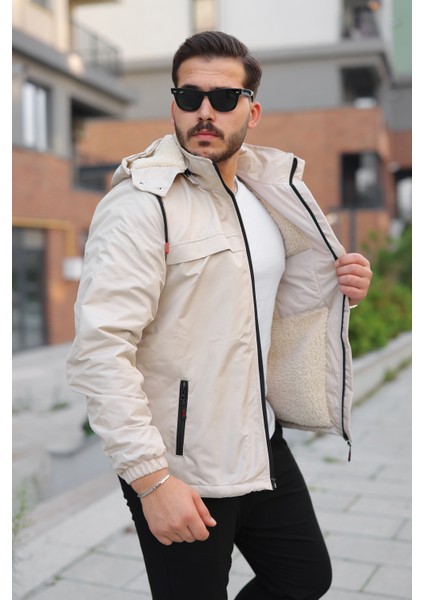 Erkek Içi Kürklü Kapüşonu Çıkarılabilir Su ve Rüzgar Geçirmez Kalın Mont fiyatları