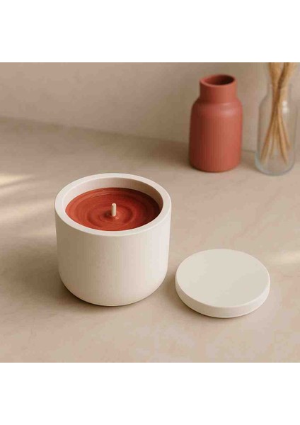 Beton Saksı Şeklinde Kokulu Mum – El Yapımı
