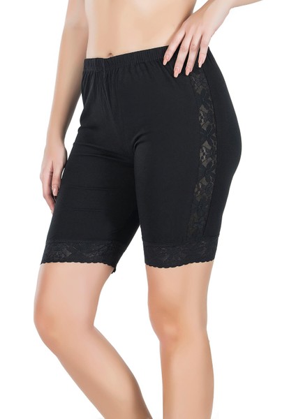 Dantelli Uzun Kadın Şort 418 - Gri - Standart