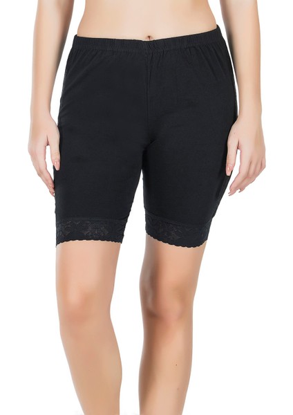 Dantelli Uzun Kadın Şort 418 - Gri - Standart modelleri