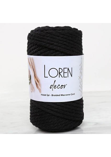 Loren Decor 3 Büküm Makrome Ipi Siyah - L006