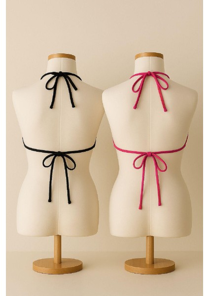 Kadın Siyah ve Fuşya Minimal Kesim Üçgen Bikini Üstü - Çok Renkli - L-Xl modelleri