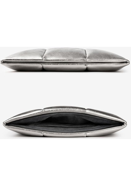 Suya Dayanıklı Askılı Puffy MacBook Air/pro Laptop Çantası - M5/m4/m3/m2/m1 Uyumlu - Gümüş modelleri