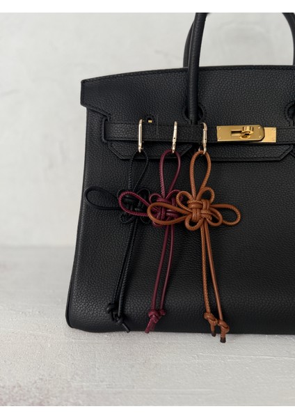 Hakiki Deri Handmade Bordo Şans Düğümü Çanta Charmı/anahtarlık modelleri