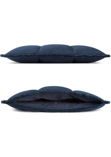 Puffy Laptop Kılıfı 13”–16” – MacBook Air & Pro Uyumlu, Püsküllü Keten Dokulu, Mıknatıslı Yumuşak Koruma - Gece Mavisi fırsatları