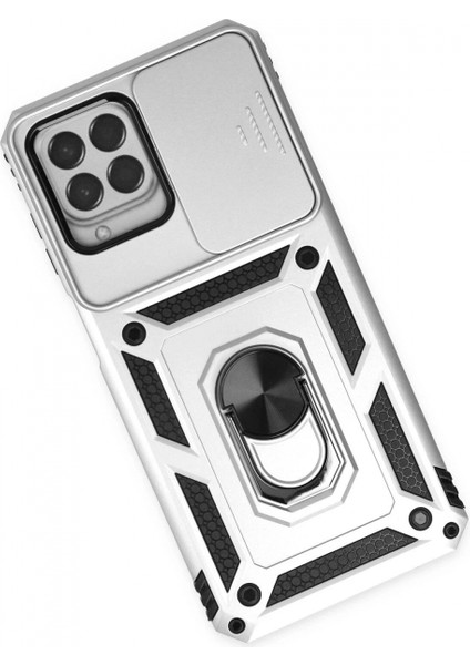 Ieg Samsung Galaxy M33 Kılıf Pars Lens Yüzüklü Silikon - Gümüş modelleri