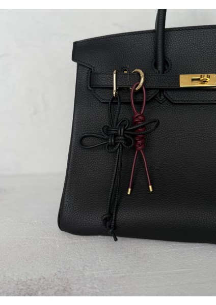 Hakiki Deri Handmade Siyah Şans Düğümü Çanta Charmı/anahtarlık fiyatları