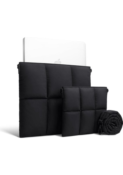 Suya Dayanıklı Puffy MacBook Air/pro Laptop Kılıfı Seti - M5/m4/m3/m2/m1 Uyumlu - Siyah indirimleri