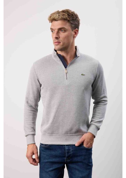 Fermuar Yaka Gri Dar Kesim Erkek Triko fırsatları