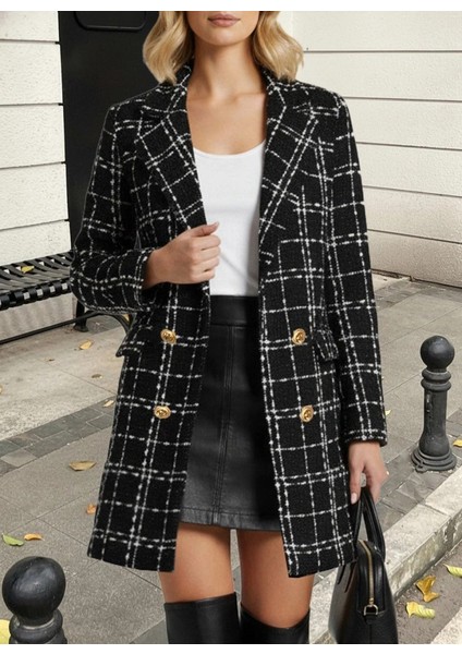 Kadın Uzun Kollu Yakalı Önden Düğmeli Dokuma Ceket modelleri