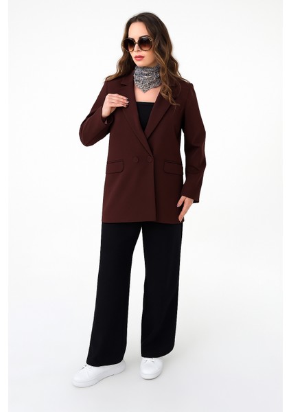 Vişne Çift Düğmeli Blazer Ceket