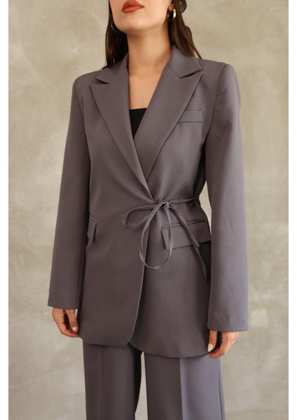 Kadın Antrasit Yandan Bağlamalı Blazer Ceket fiyatları