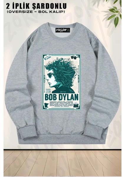 Unisex Bob Dylan V2 Baskılı Oversize Bisiklet Yaka Sweatshirt