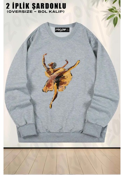 Unisex Bale V2 Baskılı Oversize Bisiklet Yaka Sweatshirt