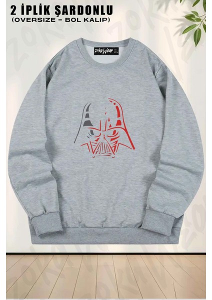 Unisex Star Wars 52 Baskılı Oversize Bisiklet Yaka Sweatshirt