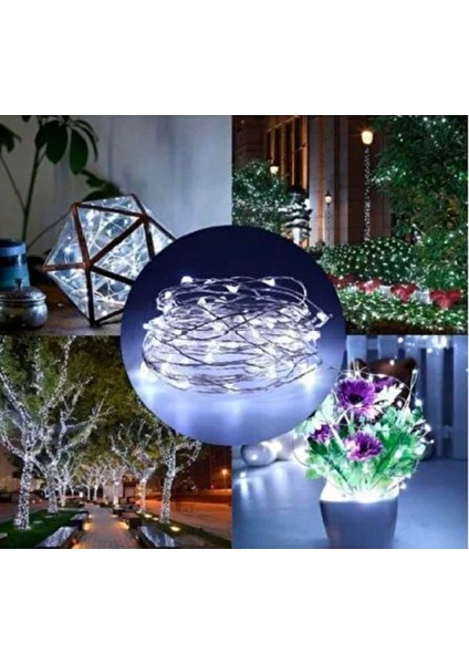 Ev Balkon ve Parti Için 5 Metre Pilli Peri LED 8 Modlu Animasyonlu Beyaz Renk Yılbaşı Süsü Işık fiyatları