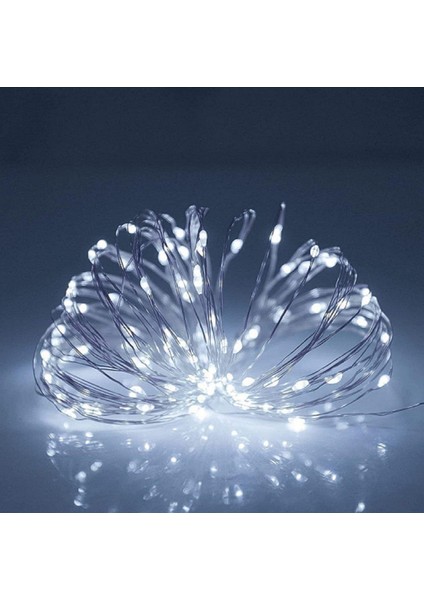 Ev Balkon ve Parti Için 5 Metre Pilli Peri LED 8 Modlu Animasyonlu Beyaz Renk Yılbaşı Süsü Işık indirimleri