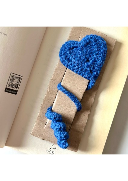 Amigurumi Örgü Kalpli Kitap Ayracı ( 4'lü Set - Kırmızı / Bebe Mavisi / Lacivert / Sarı ) modelleri