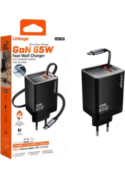 Ev Tipi Şarj Cihazı Gan 65W Hızlı Şarj Adaptörü