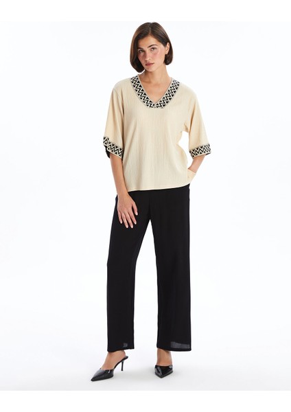 Yeni Sezon V Yaka Desenli Kadın Bluz fiyatları