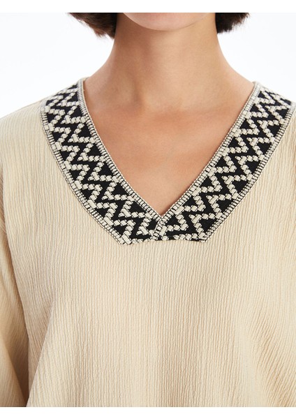 Yeni Sezon V Yaka Desenli Kadın Bluz modelleri