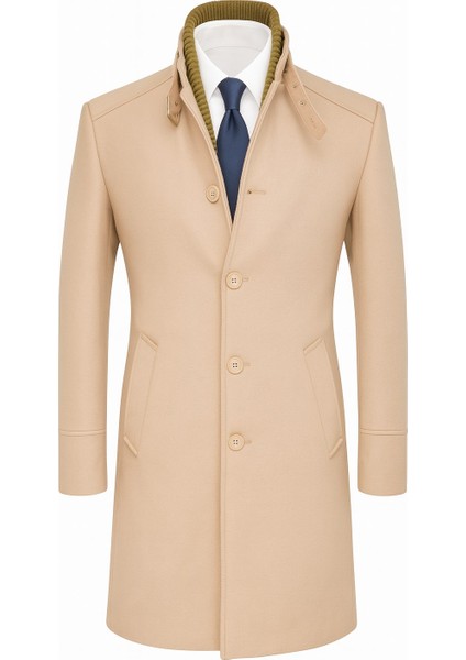 Erkek Slim Fit Kaşe Kaban – Çıkarılabilir Ribanalı Fermuarlı Yaka, S–xxl