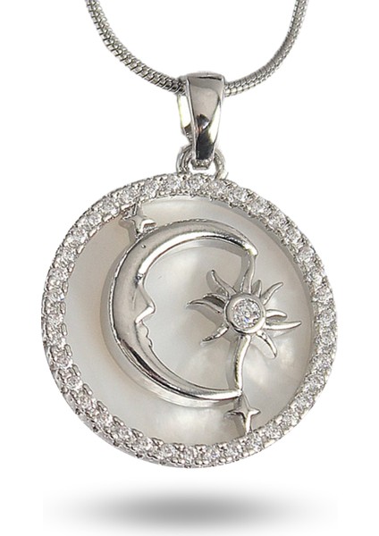 Hediye Takı için Kadın Kolye Çelik Zincir Zirkonlu Ak Sedef Ayyıldızlı fiyatları