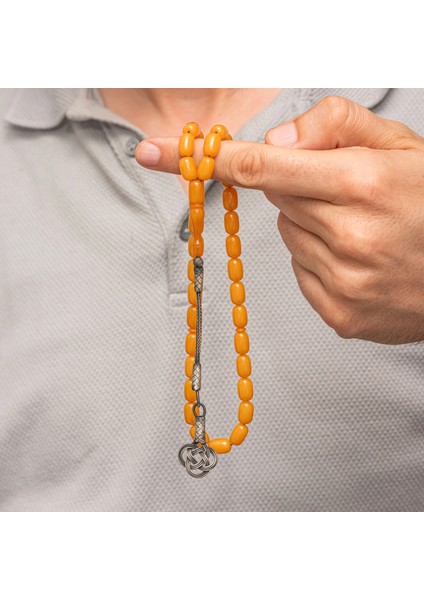 Gümüş Kazaz Püsküllü Kapsül Kesim Sarı Sıkma Kehribar Tesbih modelleri