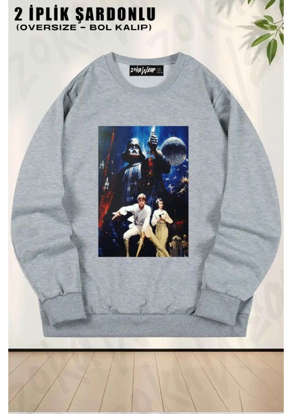 Unisex Star Wars (Dart Vader) 6 Baskılı Oversize Bisiklet Yaka Sweatshirt