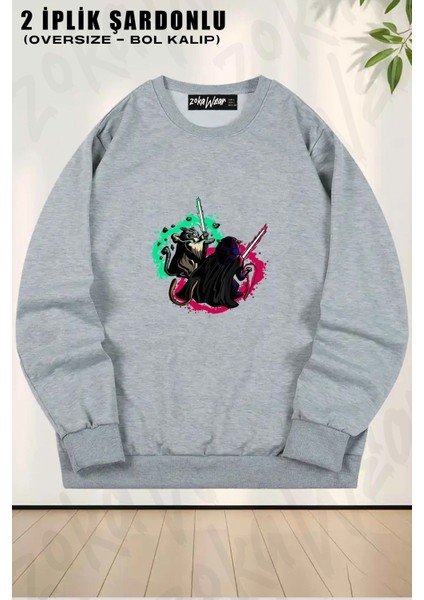Unisex Star Wars Işın Kılıcı Kedi Baskılı Oversize Bisiklet Yaka Sweatshirt