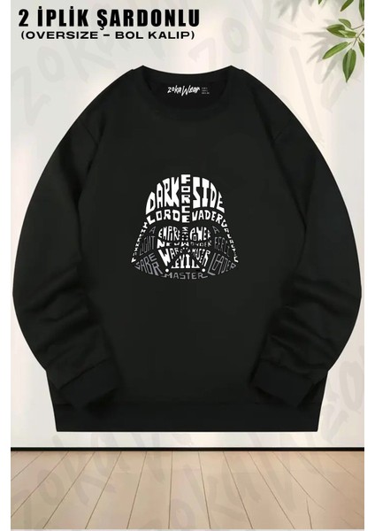 Unisex Star Wars (Dart Vader) Baskılı Oversize Bisiklet Yaka Sweatshirt