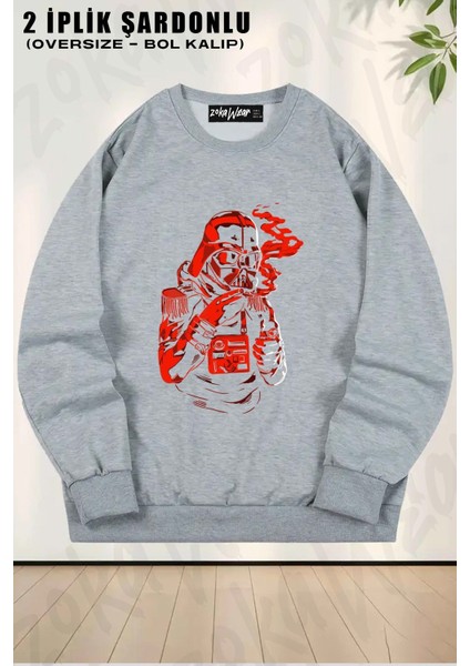 Unisex Star Wars X5 Baskılı Oversize Bisiklet Yaka Sweatshirt